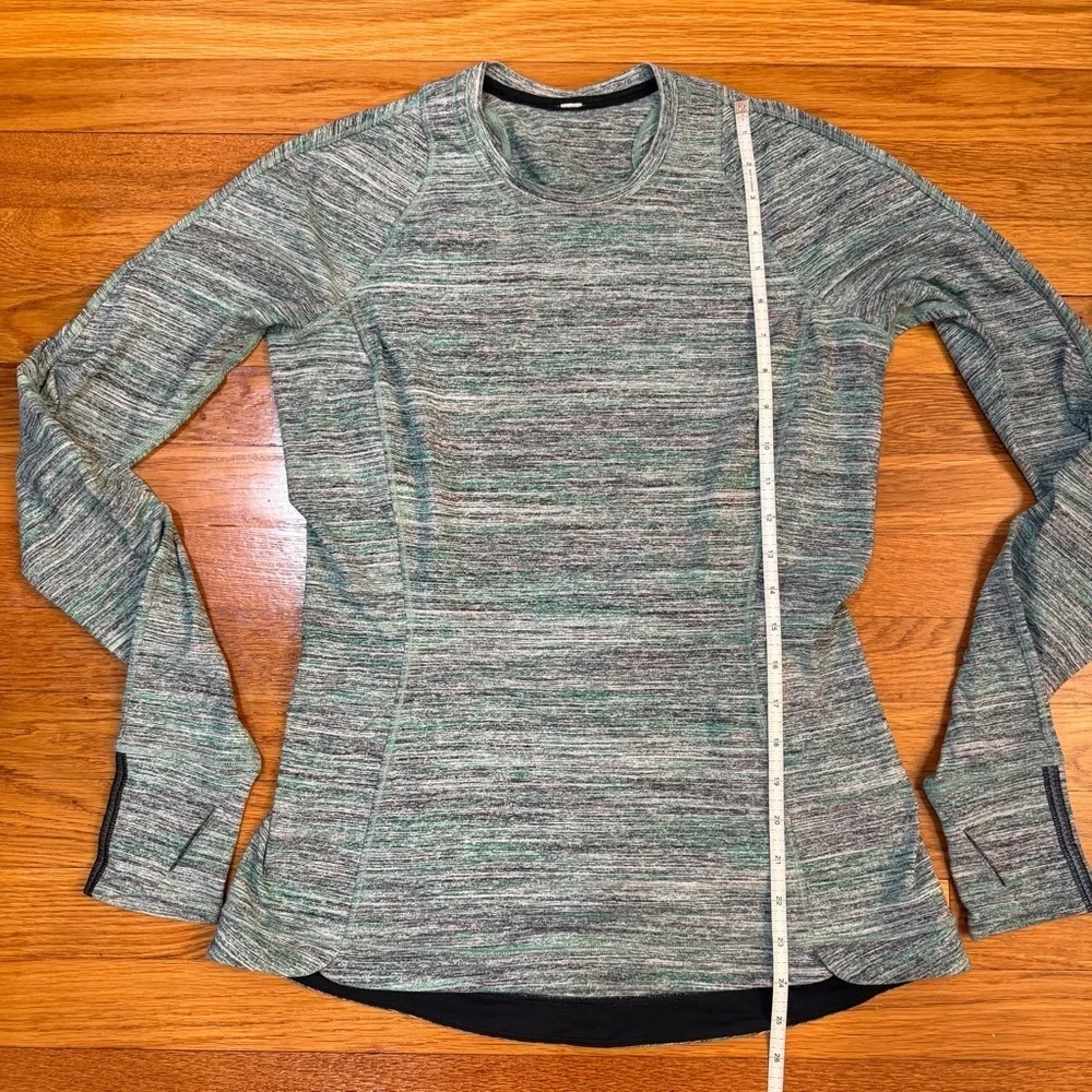 Lululemon Runderful Long Sleeve Space Dye Camo Forage Teal Black - Size 8